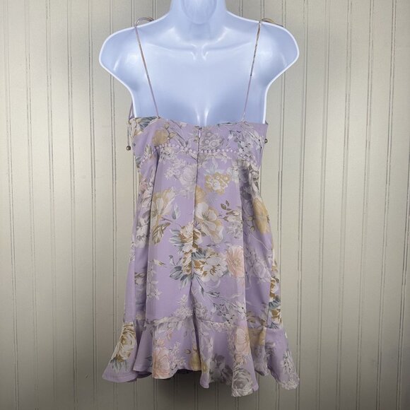 Saints & Secrets Purple Floral Mini Dress In Women's‎ Size Medium Cutout & Ties - Picture 4 of 12